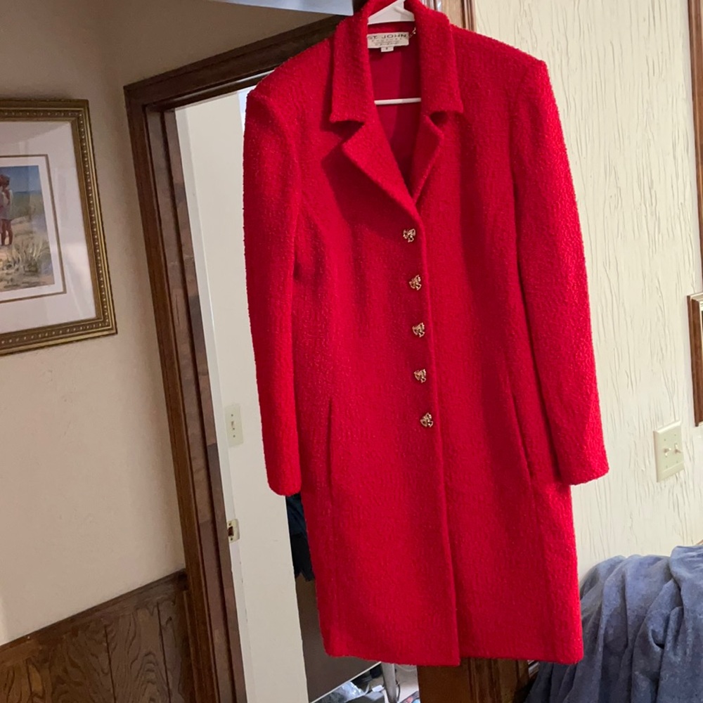 St. John Couture by Marie Gray Red Wool Coat Size 8